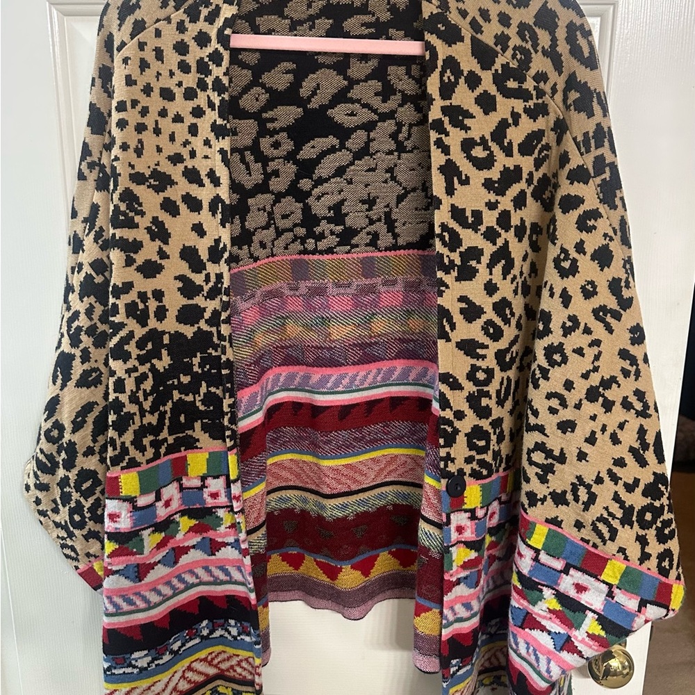 Multicolor Patterned Knit Women's Kimono